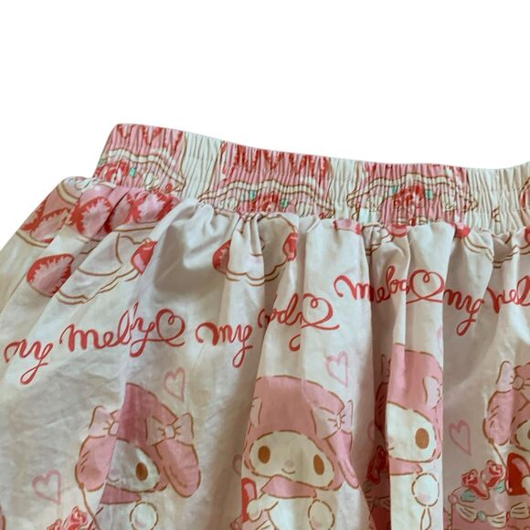 Lazy Oaf X My Melody Collection Bubble Skirt Elastic Waist Pink White Sz 14 EUC - Picture 11 of 14